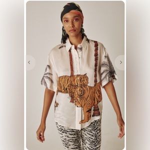 Carolina K Tigers and Palm Tree blouse